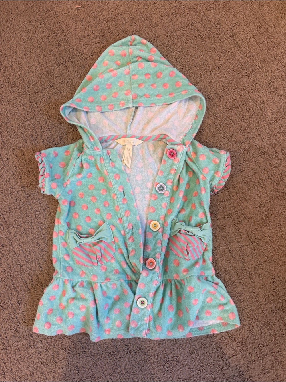 Matilda Jane Mint Green & Pink Polka Dot Hooded Baby Cover Up